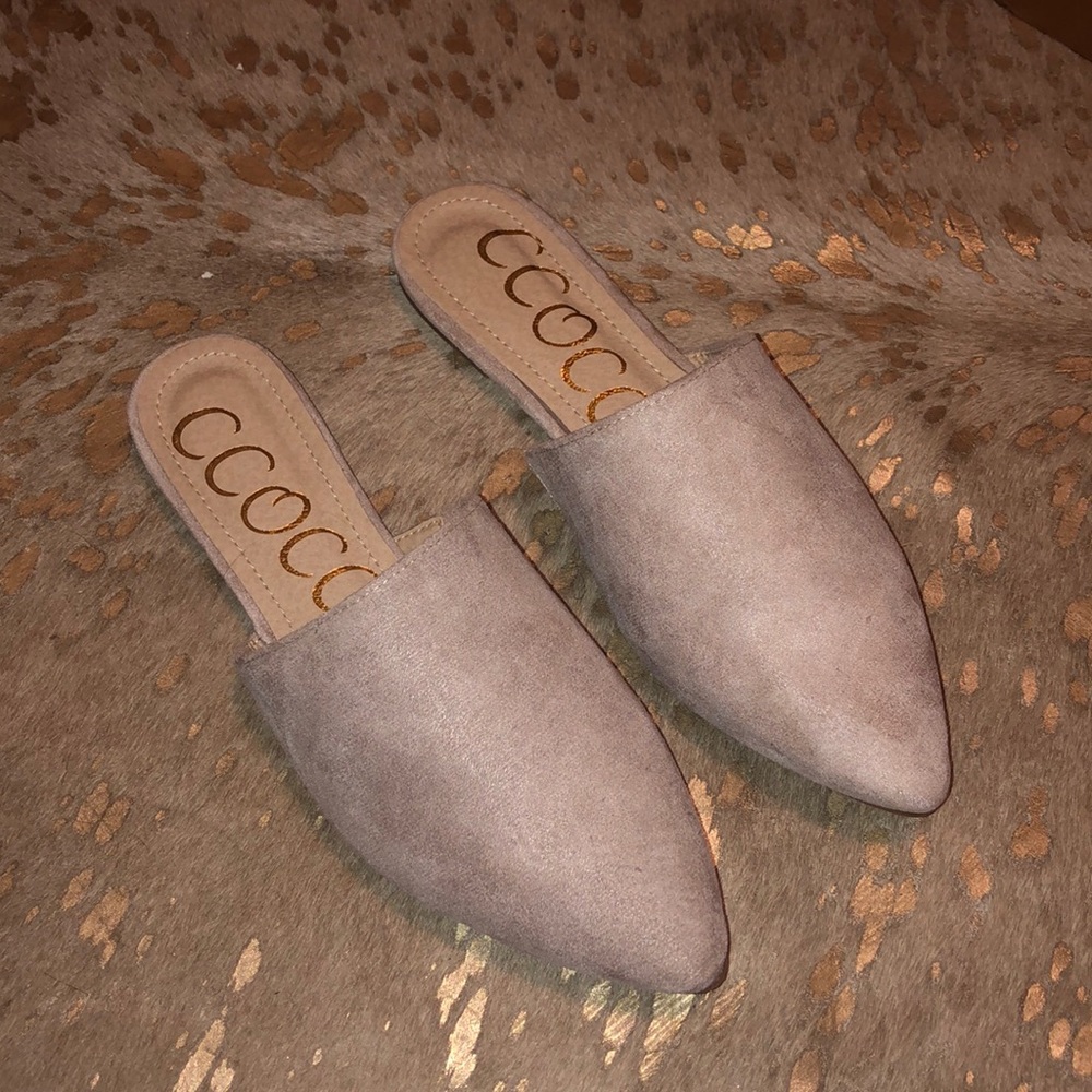 Taupe Suede Mules